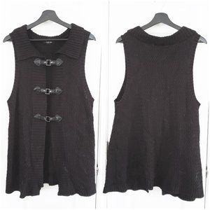 Black Sweater Vest with Buckle Detailing